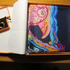 NIB Gift Set - Rare Hermes (De Tout Coeur) Silk Scarf & Hermes Regate scarf ring